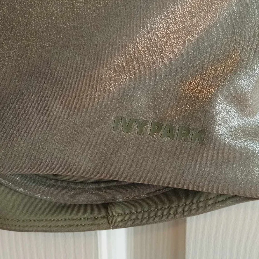 Adidas Ivy Park | Metallic Olive Green Swim Top with Cut Out & Open Mes… - Picture 8 of 14
